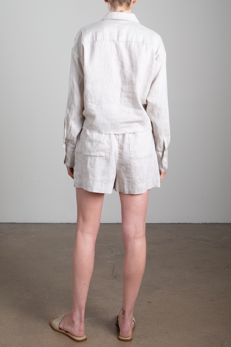 Poppy Short in French Linen - Cement