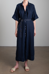 Mona Dress in French Linen - Ink