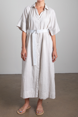 Mona Dress in French Linen - Cement