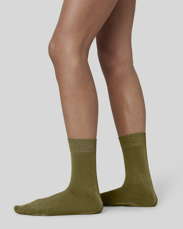 Ines Shimmery Socks - Olive