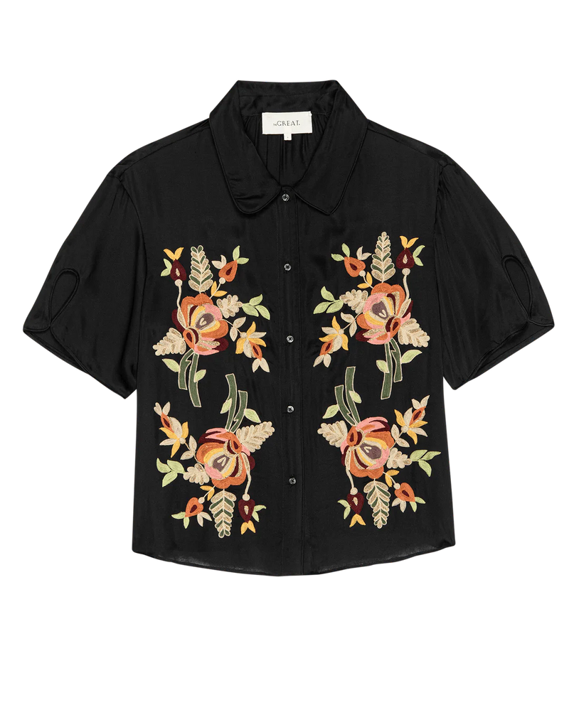 The Tavern Button Up with Bouquet Floral Embroidery