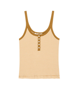 The Henley Slim Tank - Bronze and Cream Stripe
