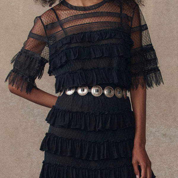 dress sleeve mesh flounces The Winter Mesh Flounce Top – GUILD