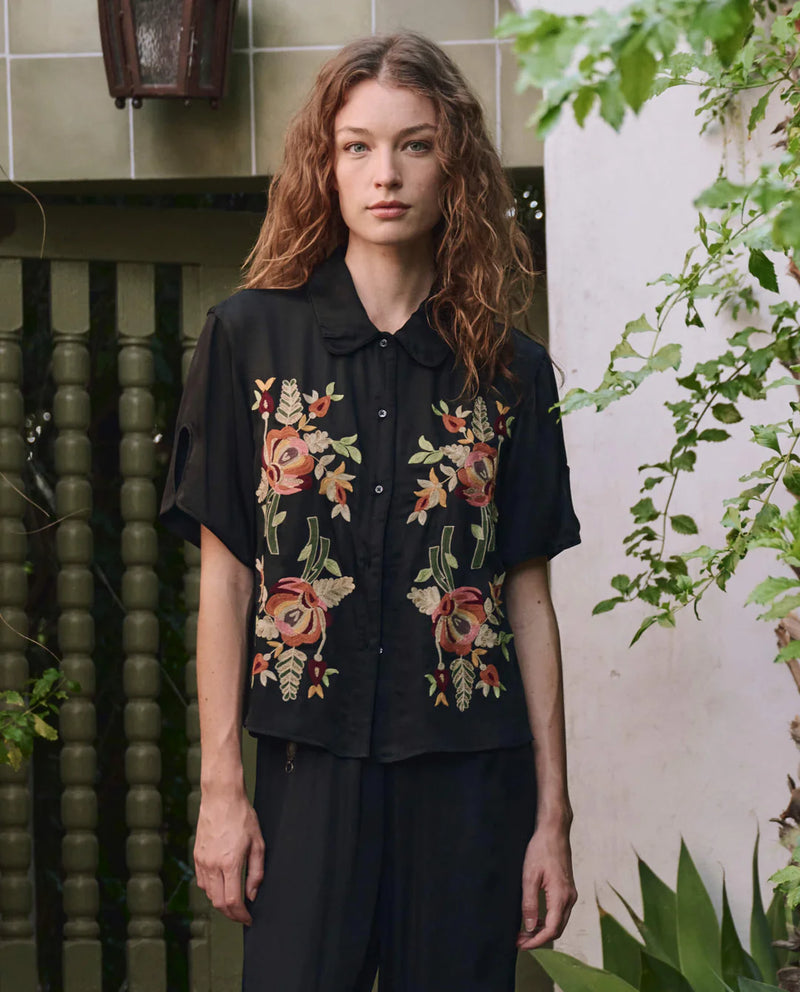 The Tavern Button Up with Bouquet Floral Embroidery
