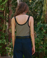 The Henley Slim Tank - Black and Cream Stripe