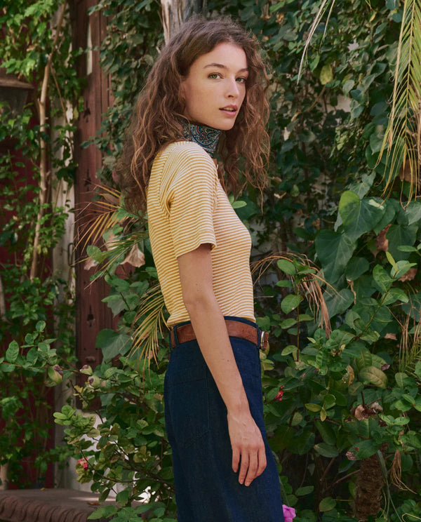 The Baseline Henley - Bronze and Cream Stripe