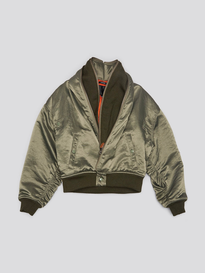 Zip Collar Flight Jacket - Olive