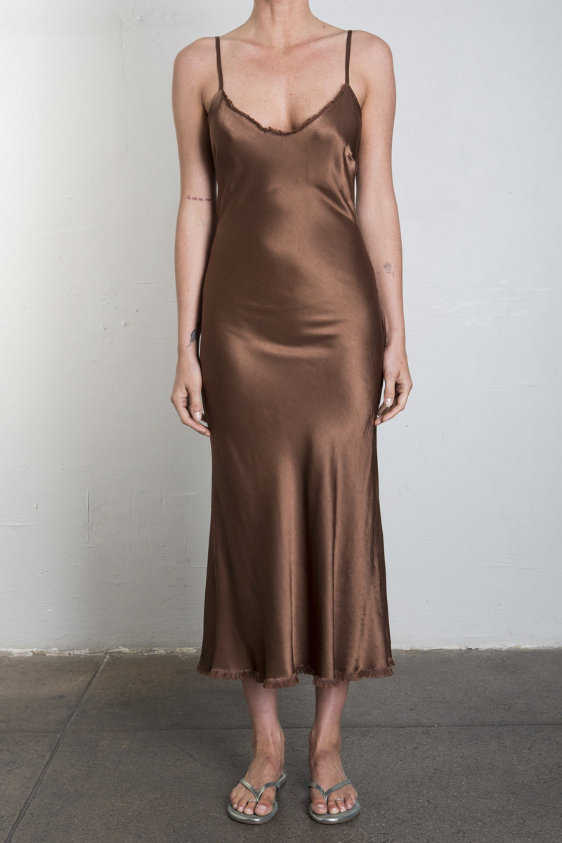 Farrah Slip Dress Vintage Satin - Earth