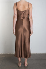Farrah Slip Dress Vintage Satin - Earth