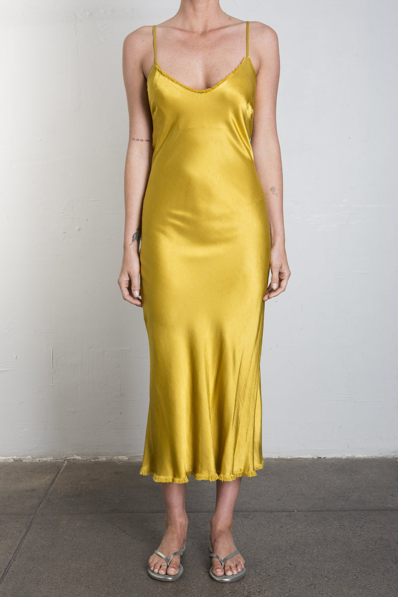 Farrah Slip Dress in Vintage Satin - Sun