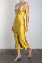Farrah Slip Dress in Vintage Satin - Sun
