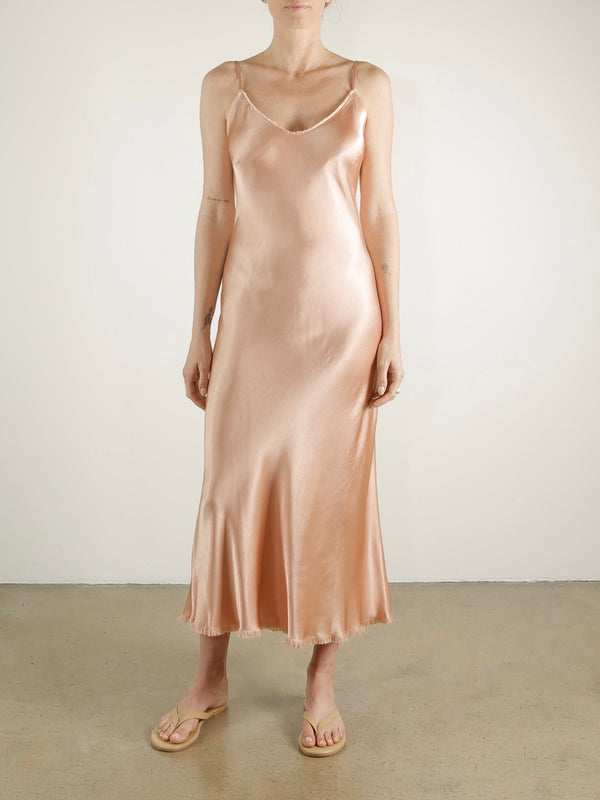 Farrah Slip Dress in Vintage Satin - Rose Gold