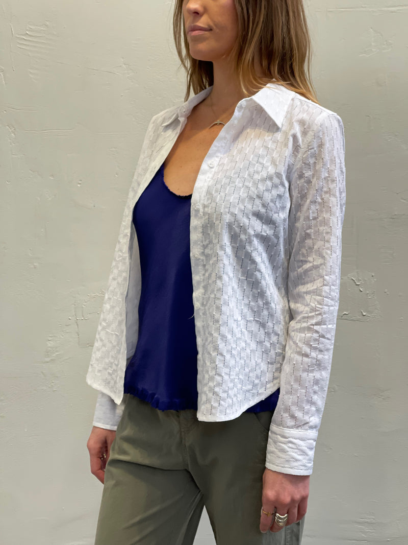 Embroidered Lindsey Shirt - White