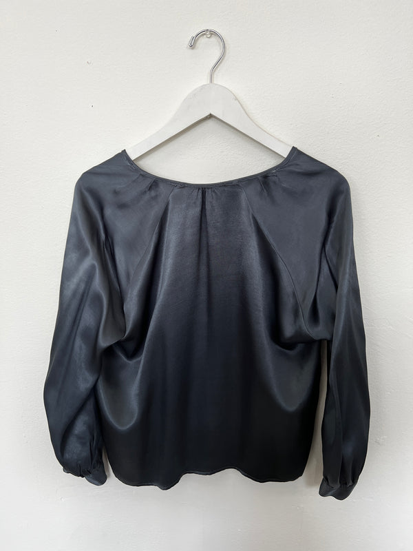 Johnny Oversized Poets Top in Vintage Satin - Lava