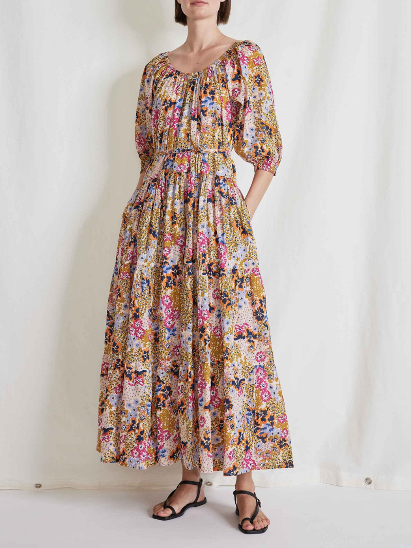 Apiece Apart Tilton Tiered Maxi - Wildflowers Cream