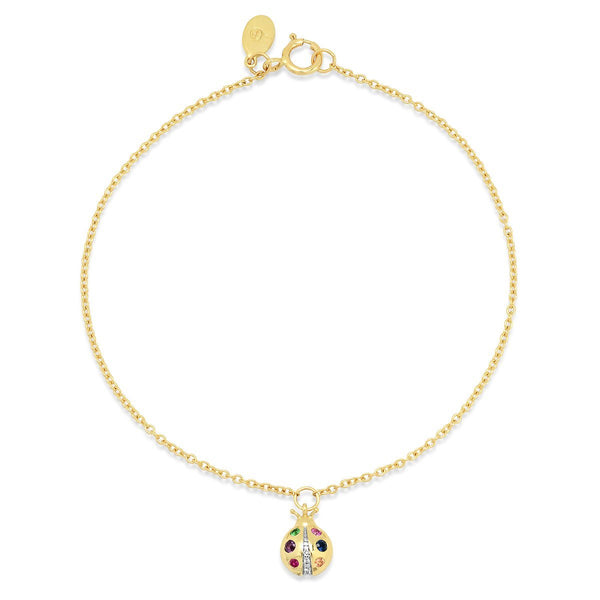 Eriness Multi Colored Ladybug Charm Bracelet - 14K Yellow Gold