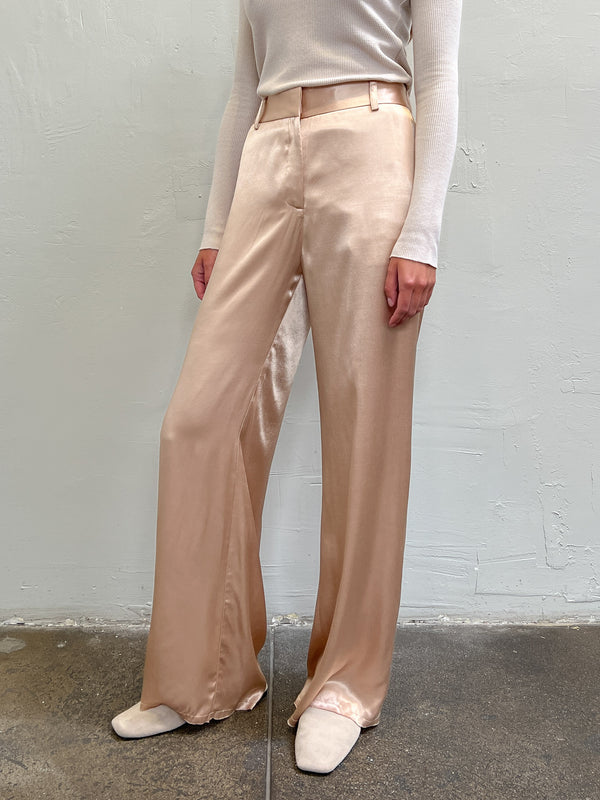 Hepburn Pant in Italian Satin - Champagne