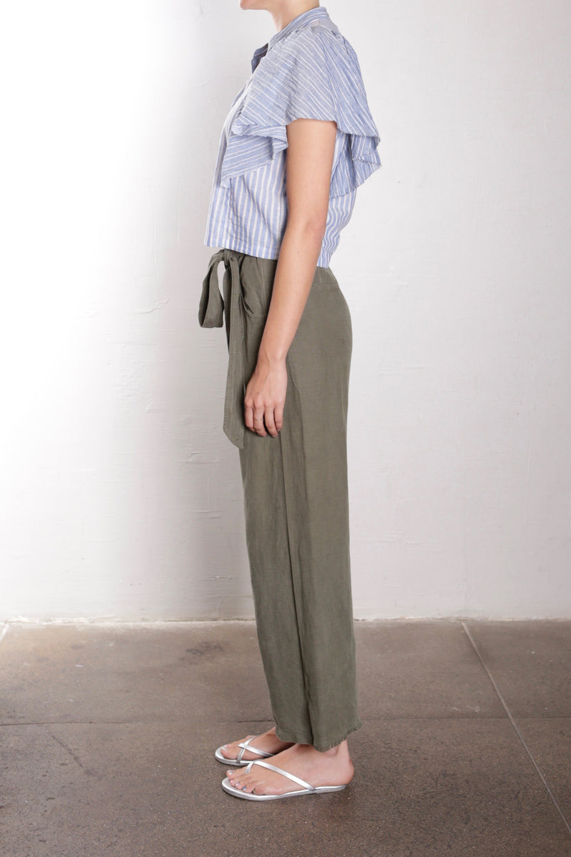 Kelly Pant in Linen - Military **FINAL SALE**