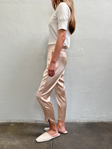 Harlyn Slim Crop Pant in Satin - Champagne