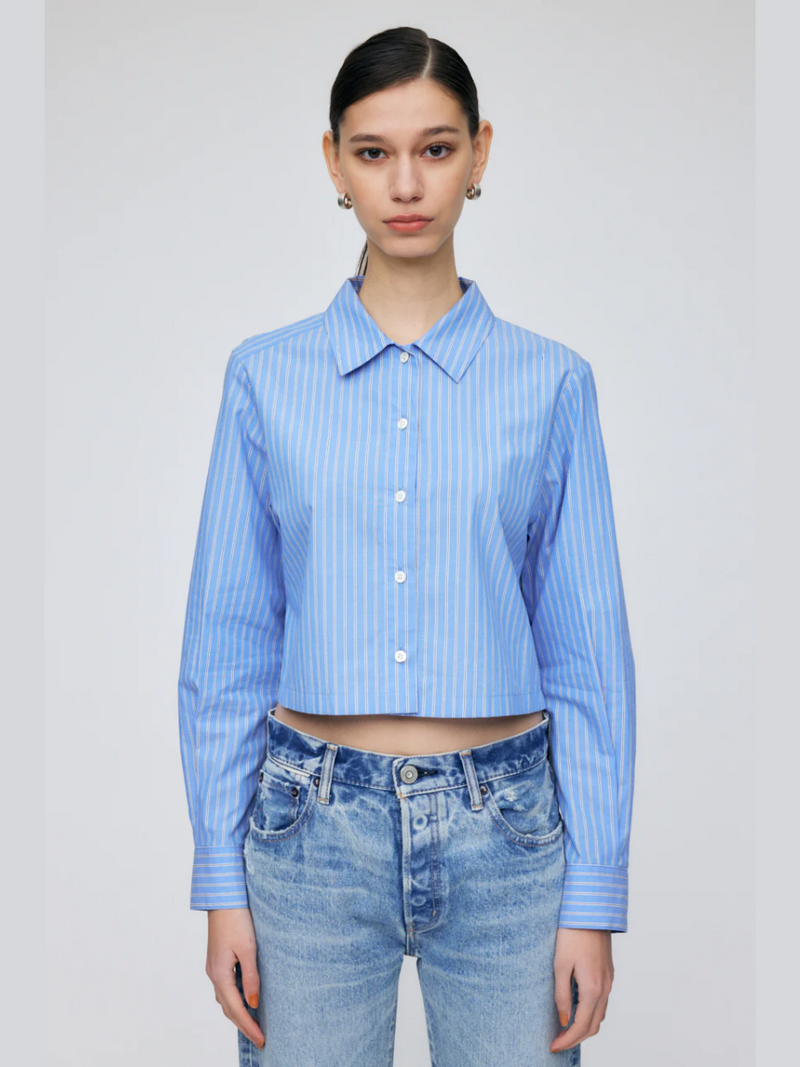 Moussy Short Length Shirt Multi Blue
