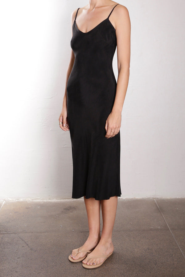 Farrah Slip Dress in Cupro - Black