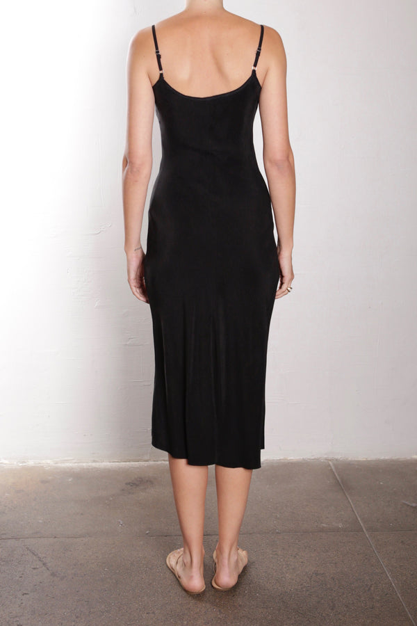 Farrah Slip Dress in Cupro - Black