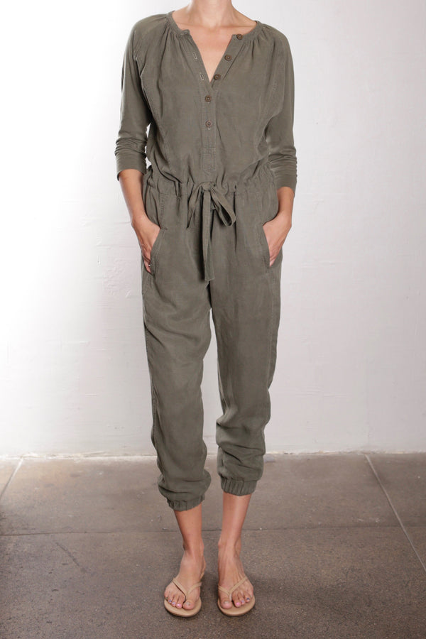 Olivia Jumpsuit in Paperweight Cotton - Military