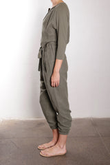 Olivia Jumpsuit in Paperweight Cotton - Military