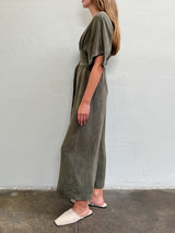 Sabrina Jumpsuit in Cupro - Military