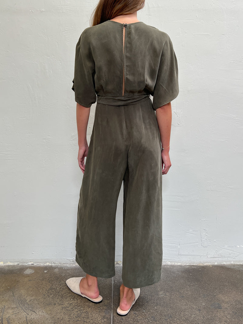 Sabrina Jumpsuit in Cupro - Military