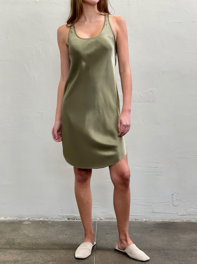 Tabitha Dress in Silk - Olive *Final Sale*