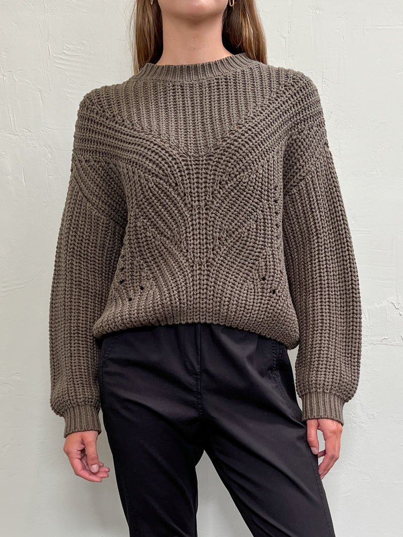 Ersa Crop Cotton Sweater - Army