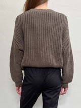 Ersa Crop Cotton Sweater - Army