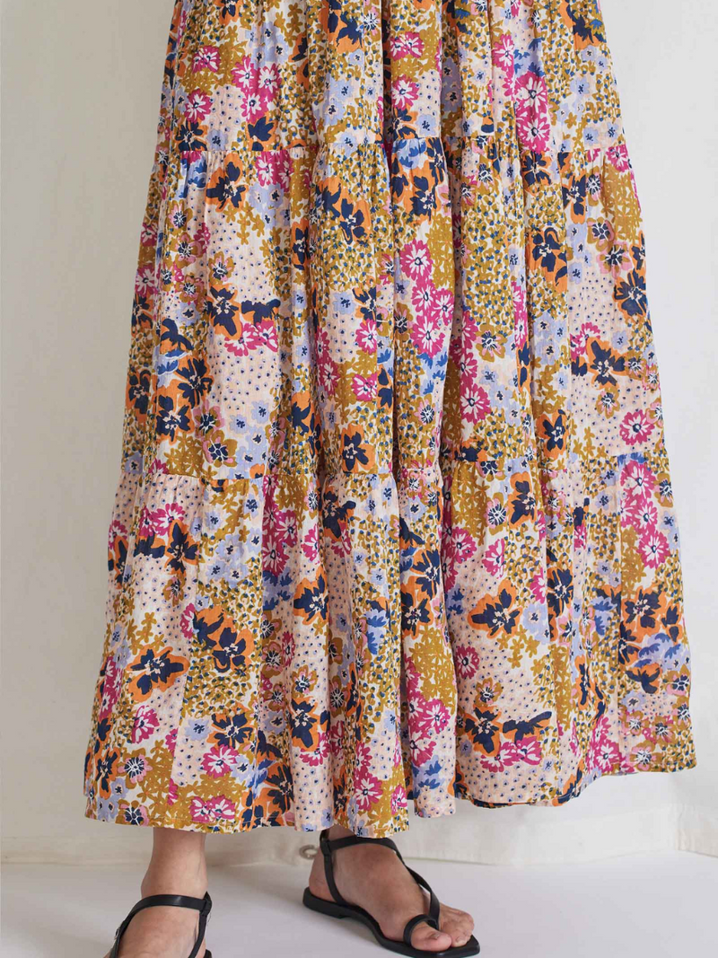 Apiece Apart Tilton Tiered Maxi - Wildflowers Cream