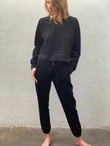 Sophia Crop Sweatshirt in French Terry - Black