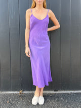 Farrah Slip Dress in Cupro -  Grape