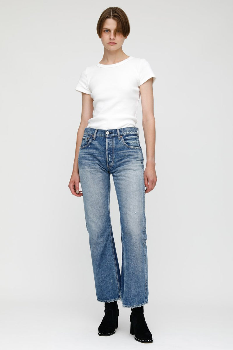 Moussy Saint Charles Remake Flare Jean - Blue Orig-$360.00