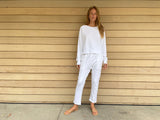 Erika Drop Pant in French Terry - White