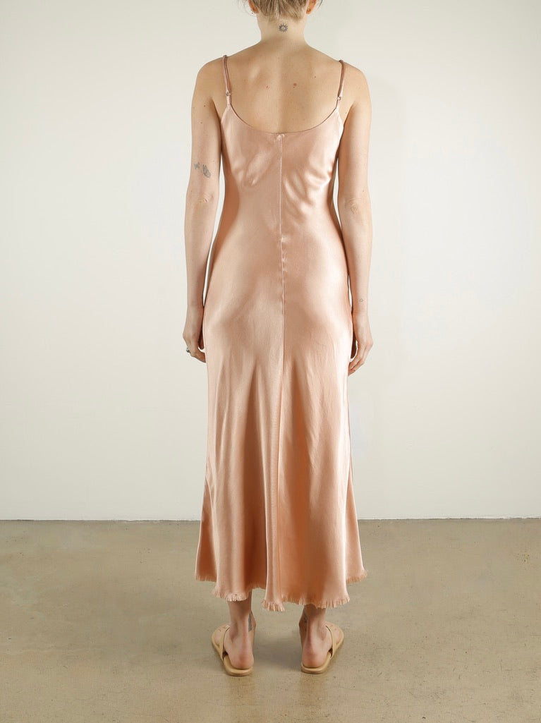 Farrah Slip Dress Vintage Satin - Rose Gold