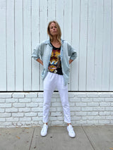 Erika Drop Pant in French Terry - White