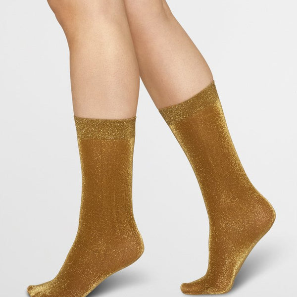 Swedish Stockings Ines Shimmery Socks Dark Gold