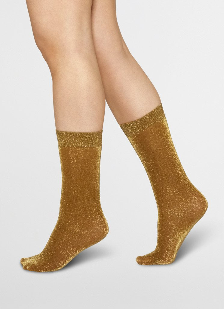 Swedish Stockings Ines Shimmery Socks - Dark Gold