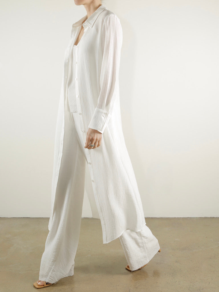 Cassandra Shirt Dress in Viscose Gauze - White
