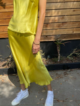 Riley Skirt in Vintage Satin - Lemon
