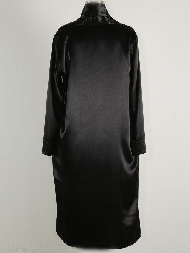 Harlow Shawl Collar Robe in Italian Satin - Black