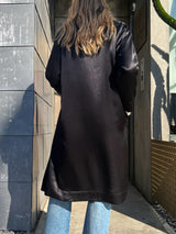 Harlow Shawl Collar Robe in Vintage Satin - Black