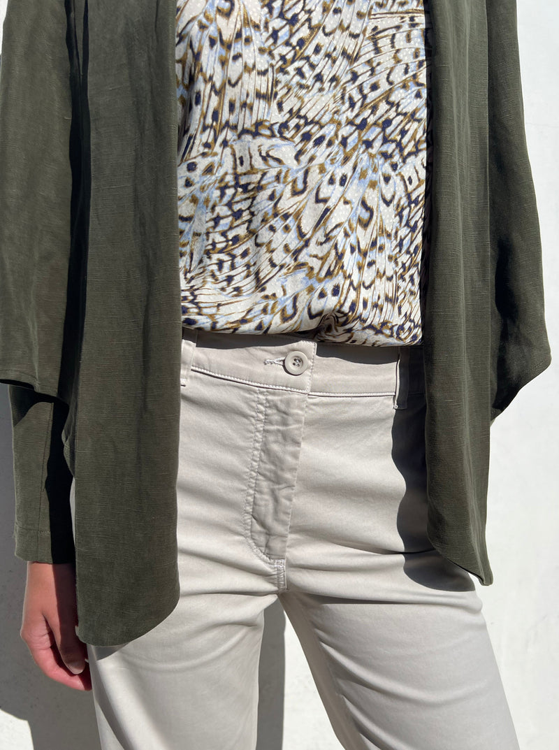 Simone Shirt Jacket in Linen - Military
