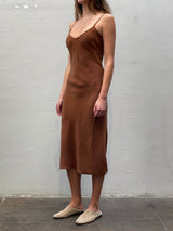 Farrah Slip Dress in Cupro - Earth