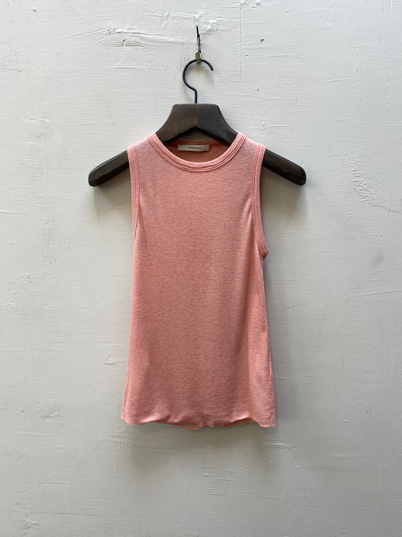 Athena Hi-Neck Tank in Featherweight Rib - Rose