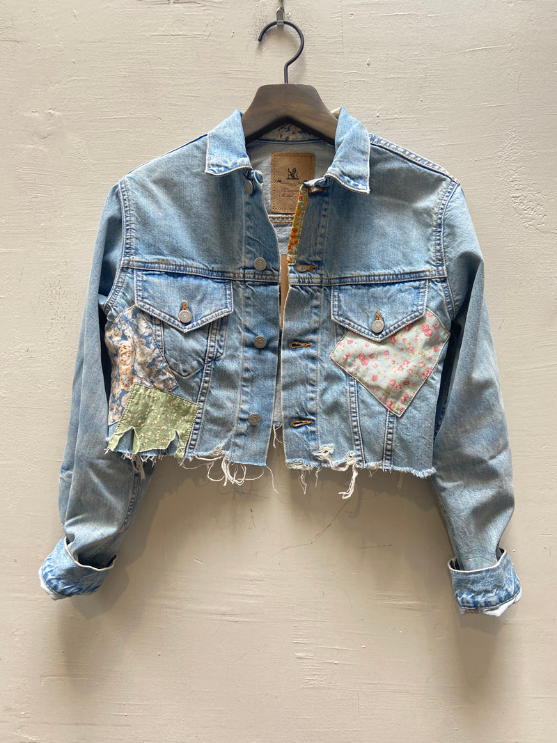 Denimist Cropped Agnes Trucker Jacket - Denim Patchwork